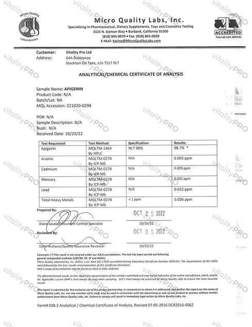 Apigenin|Fyrir svefn, slökun og NAD gildi