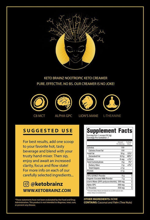 Keto Brainz Nootropic Creamer|Fyrir skýra hugsun og einbeitingu