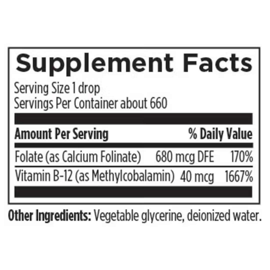 Super Liquid Folate™ | Fólat (Folinate) og virkt B12 á vökvaformi | Heilsubarinn